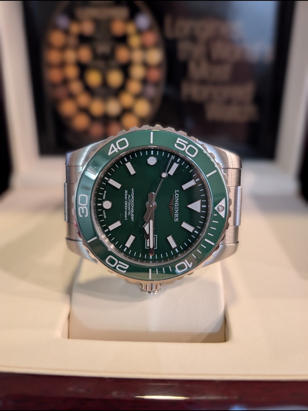 Longines Green Dial Stainless Steel Men's Diver Watch 42mm